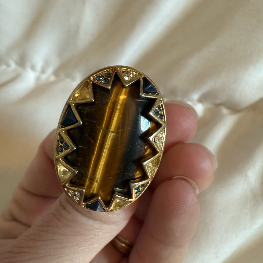 House of Harlow 1960 Gold and Black Statement Ring